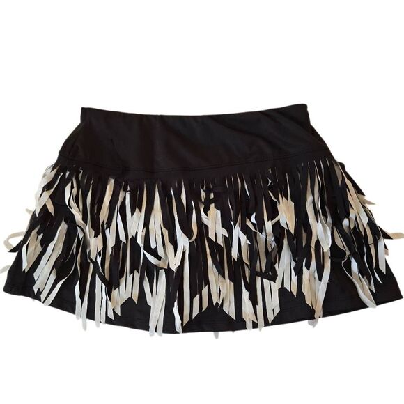 Lucky In Love Womens Black White Fringed Tennis Skort Size Small - Picture 9 of 9